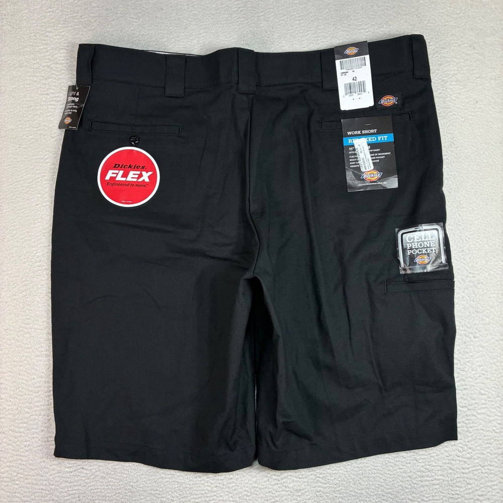 Dickies Work Shorts Men 42x11 Black Relaxed Fit Twill Skater Workwear Flex NWT